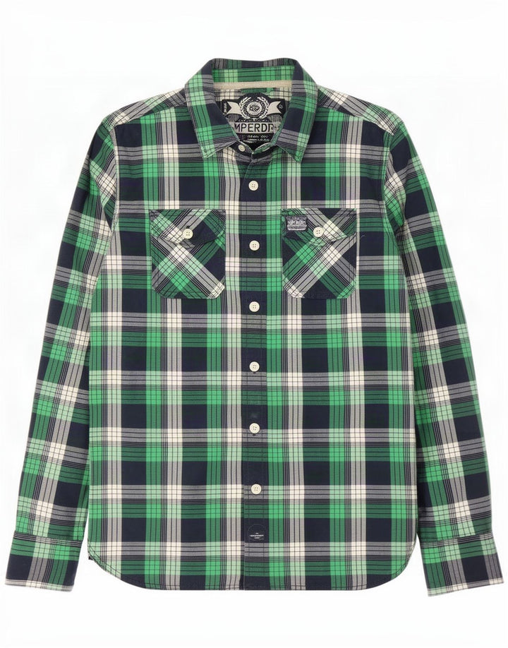 Camisa Superdry para hombre de algodón a cuadros verdes grandes