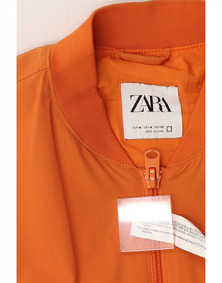Zara Hombre Cazadora Bomber ES 38 Mediana Naranja Nylon
