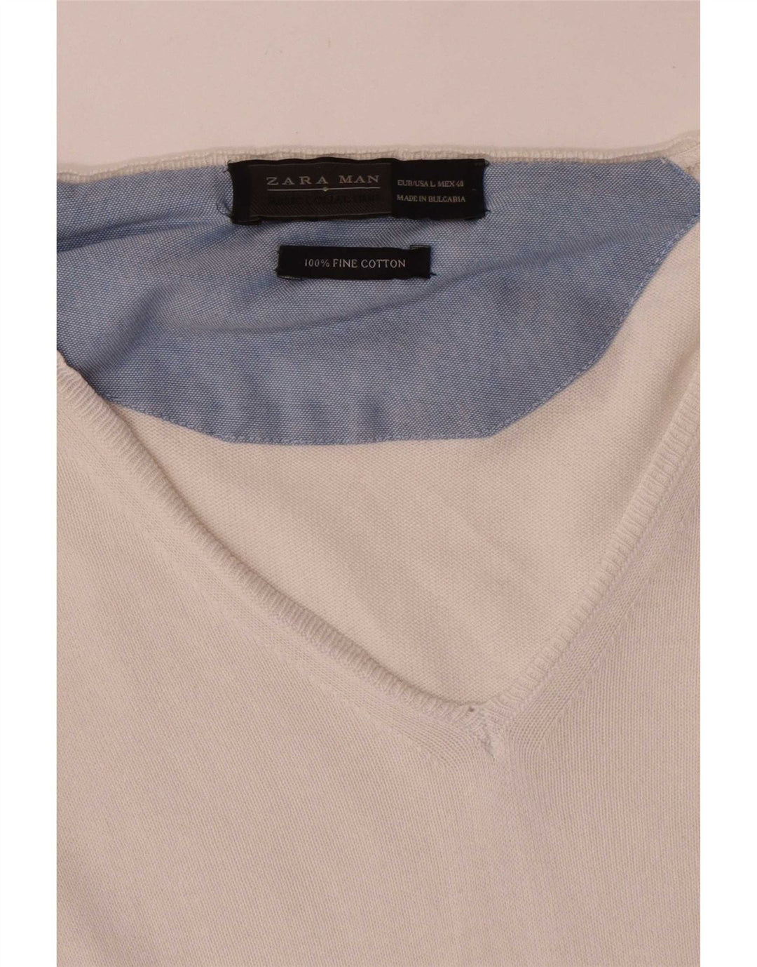 Zara Hombre Jersey Con Cuello En V Jersey Grande Algodón Blanco