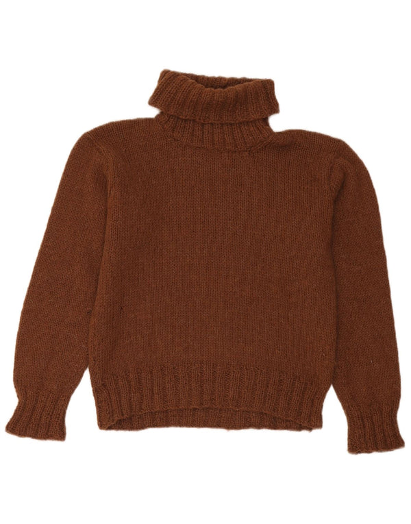 Vintage mujer rollo cuello jersey suéter Reino Unido 12 marrón medio
