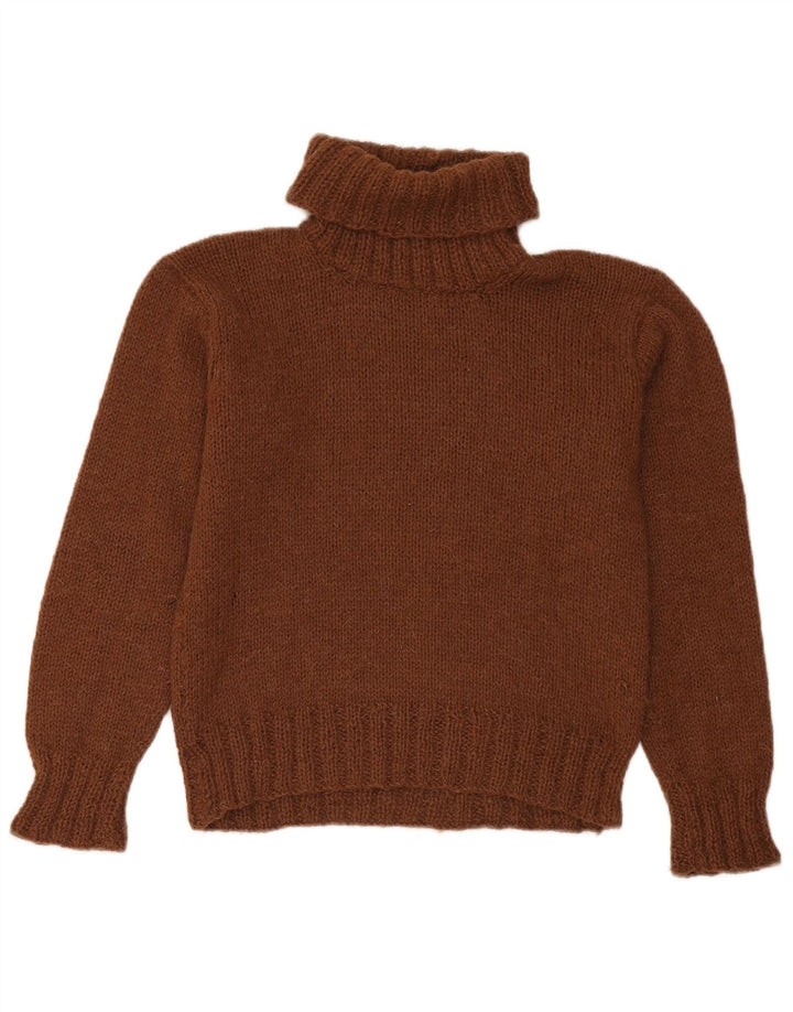 Vintage mujer rollo cuello jersey suéter Reino Unido 12 marrón medio