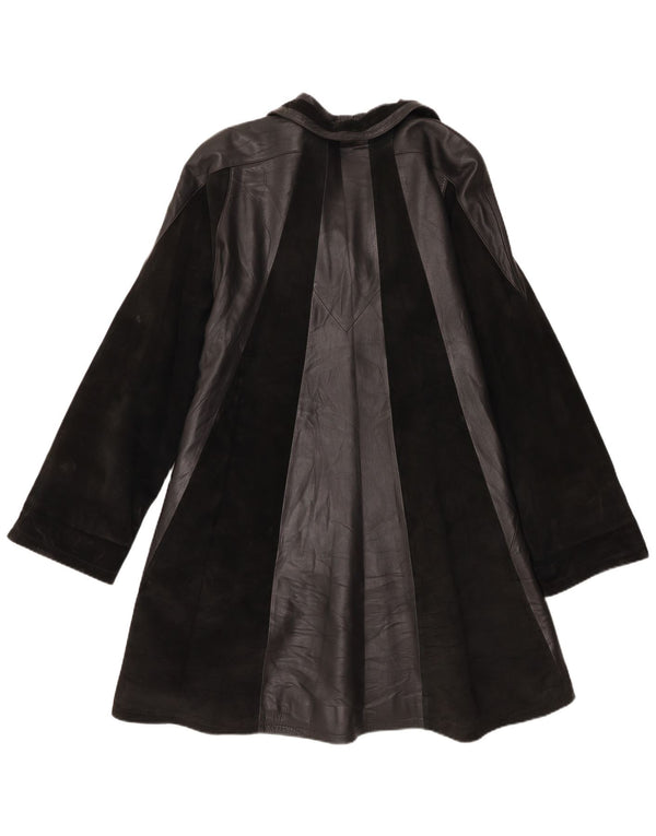 Adarcrea Abrigo de cuero para mujer EU 48 2XL Cuero color block negro
