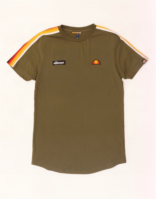 Ellesse Hombre Camiseta Top Small Caqui Colorblock Algodón