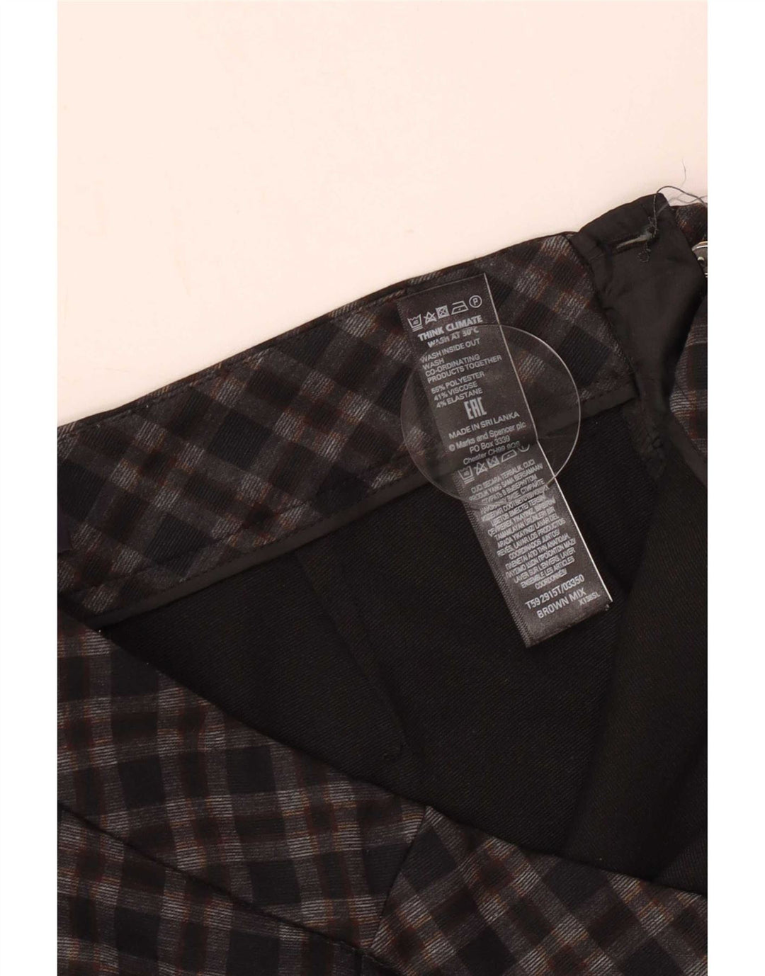 Marks & Spencer Pantalones Casuales para Mujer UK 12 Medium W30 L29 Brown Check