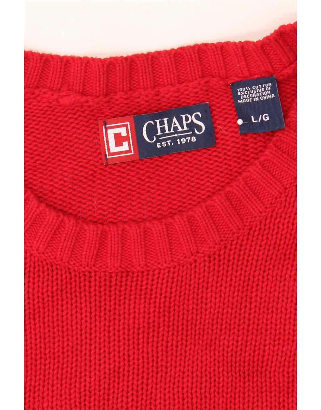 Chaps - Jersey de cuello redondo para hombre, talla grande, algodón rojo