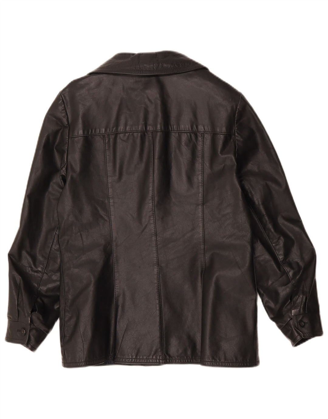 Chaqueta de cuero vintage para mujer IT 44 Cuero negro medio