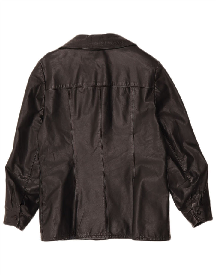 Chaqueta de cuero vintage para mujer IT 44 Cuero negro medio