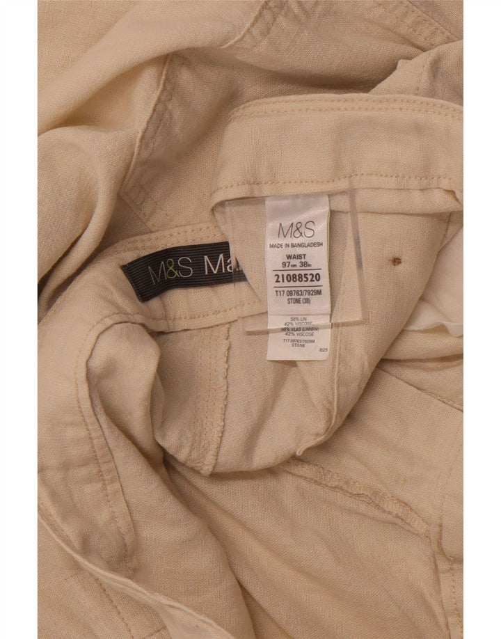 MARKS & SPENCER Pantalones cortos chinos para hombre W38 XL Lino beige