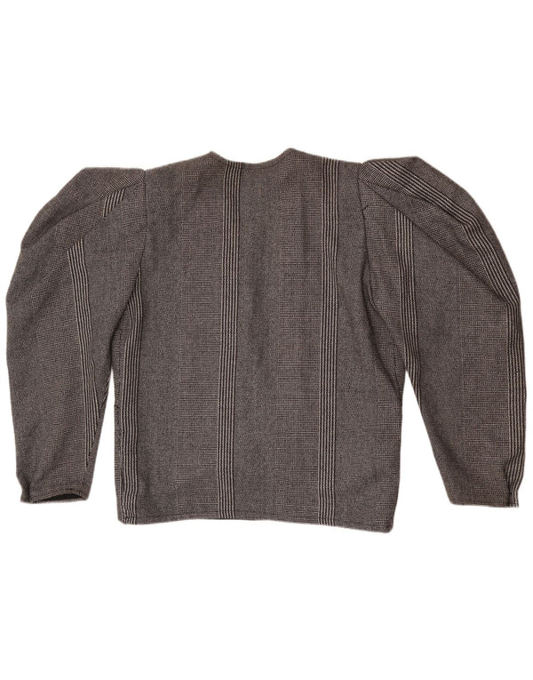 Vintage mujer 1 botón Blazer chaqueta Reino Unido 14 grande gris rayas