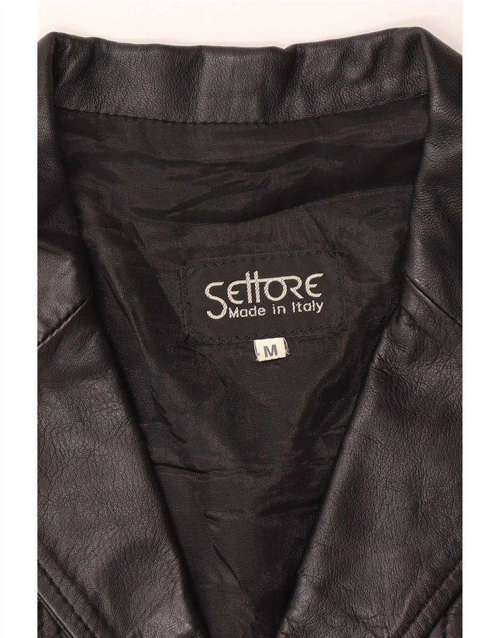 Settore Chaqueta Blazer de Cuero con 3 Botones para Mujer UK 42 Mediano Negro