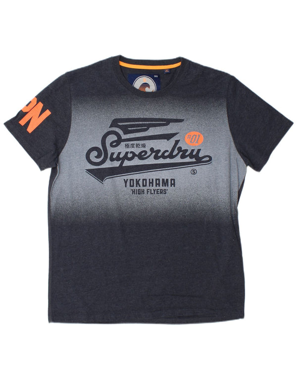 Superdry Camiseta gráfica para hombre Top 2XL Algodón gris con bloques de color