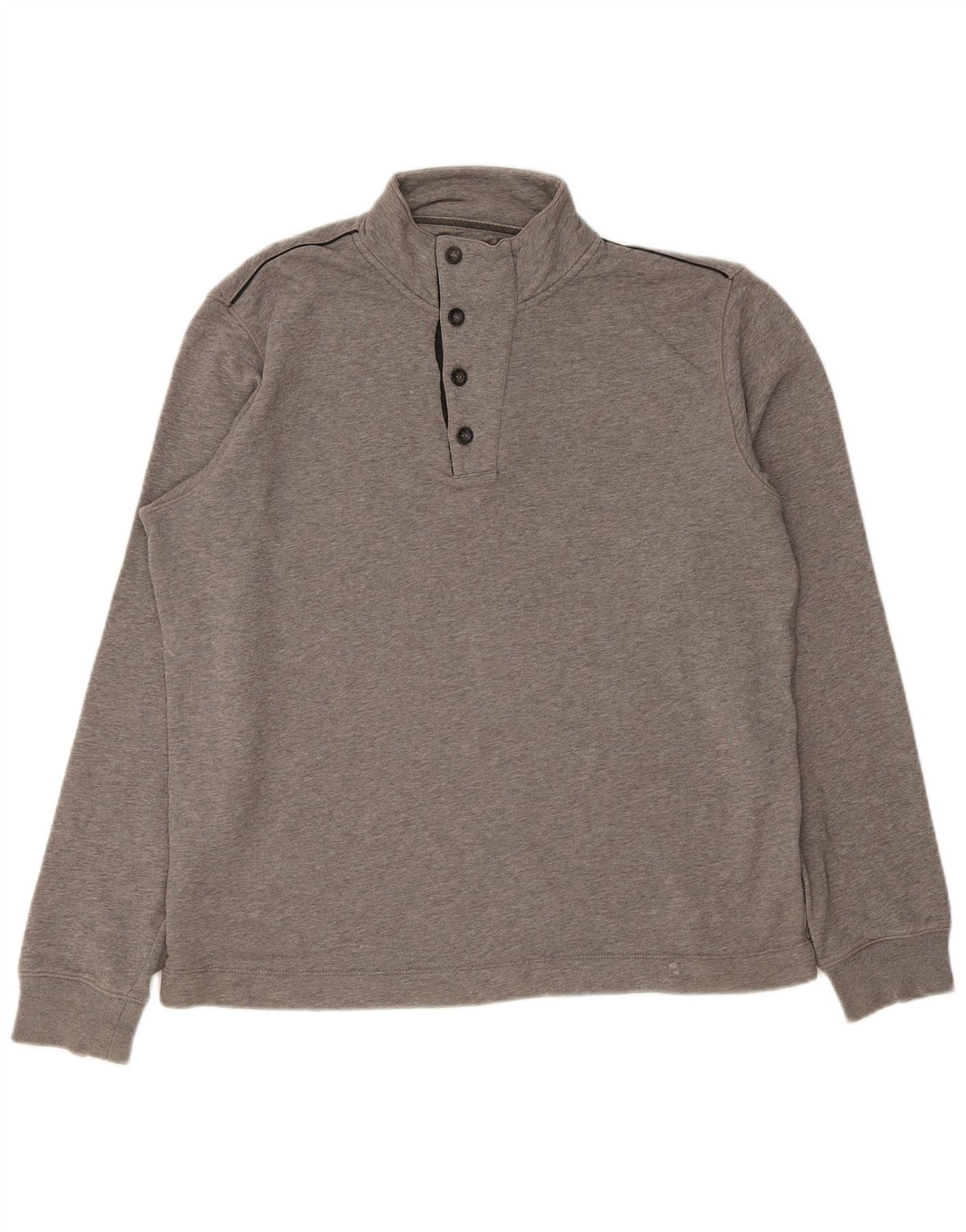 Hugo Boss Hombre Sudadera con cuello con botones Jumper Large Gris Algodón