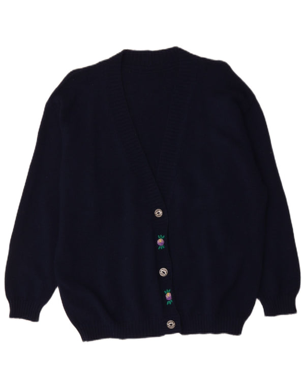 Vintage mujer Cardigan suéter Reino Unido 18 XL azul marino