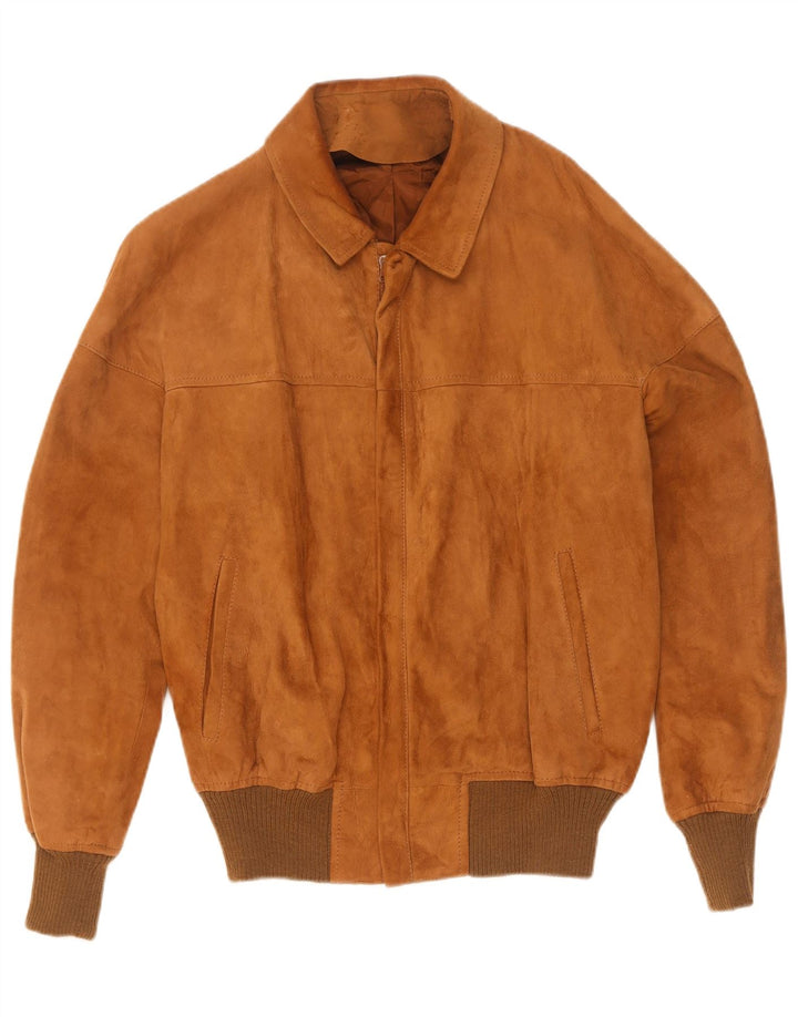 Maren Chaqueta bomber de ante para hombre IT 50 Cuero beige grande