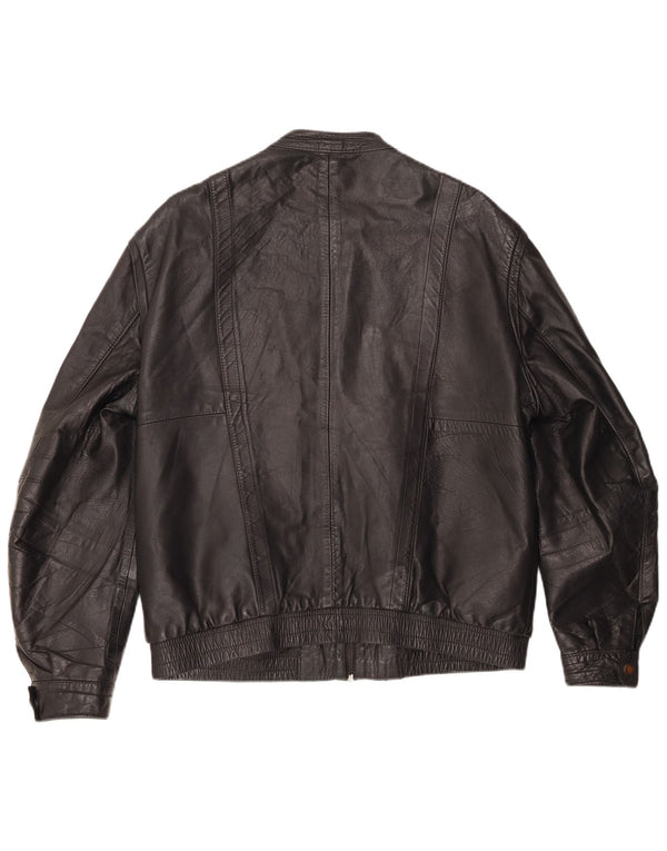Chaqueta de cuero vintage para hombre IT 46 cuero negro pequeño