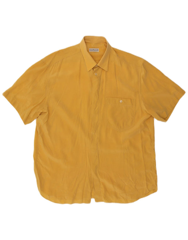 CACHAREL Camisa Manga Corta Hombre Talla 42 16 1/2 Grande Amarillo