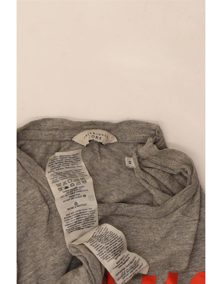 JACK & JONES Hombre Camiseta Gráfica Top Algodón Gris Medio