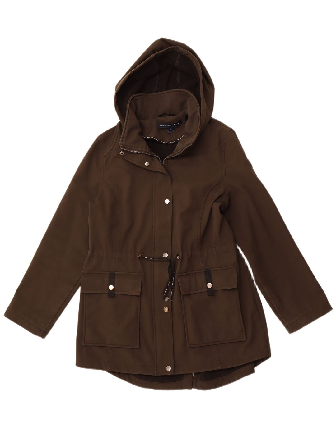 FRENCH CONNECTION Chaqueta parka con capucha para mujer UK 40 Poliéster caqui medio
