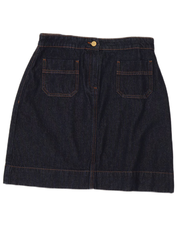 Hobbs Falda vaquera de cintura baja para mujer UK 10 Small W30 Algodón azul marino