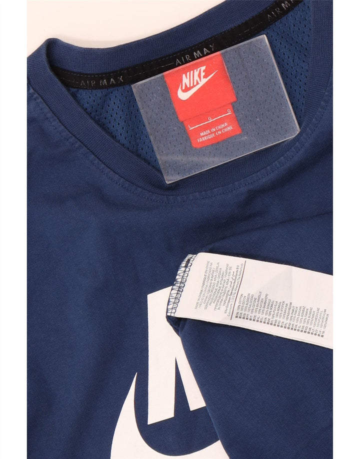 NIKE Camiseta gráfica para hombre Top grande de algodón azul