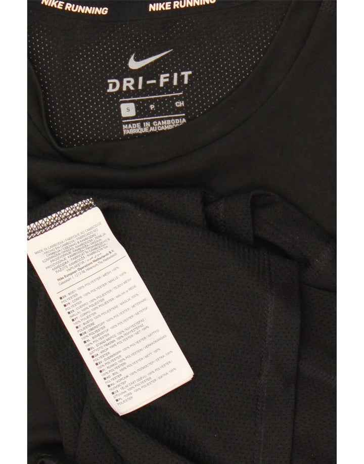 Nike Mens Dri Fit Top manga larga poliéster negro pequeño
