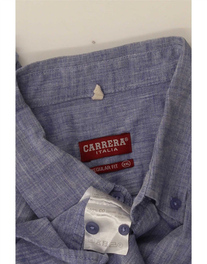 Carrera Camisa de manga corta para hombre de ajuste regular 2XL Algodón azul