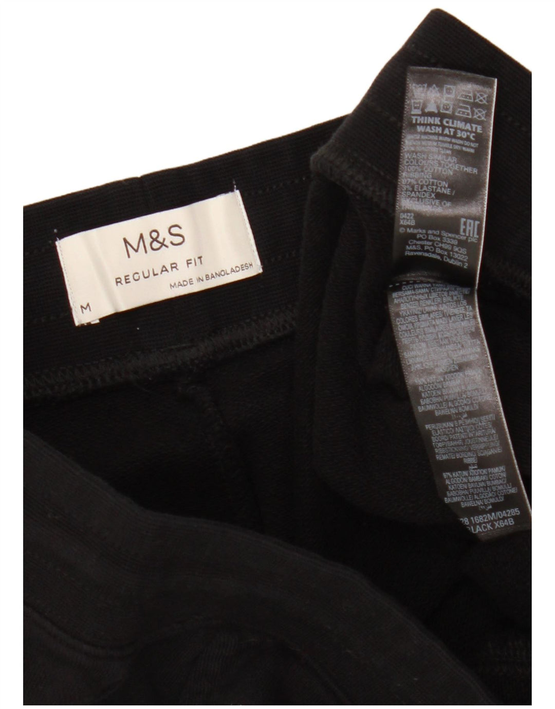 MARKS & SPENCER Pantalones cortos deportivos de ajuste regular para hombre Algodón negro mediano