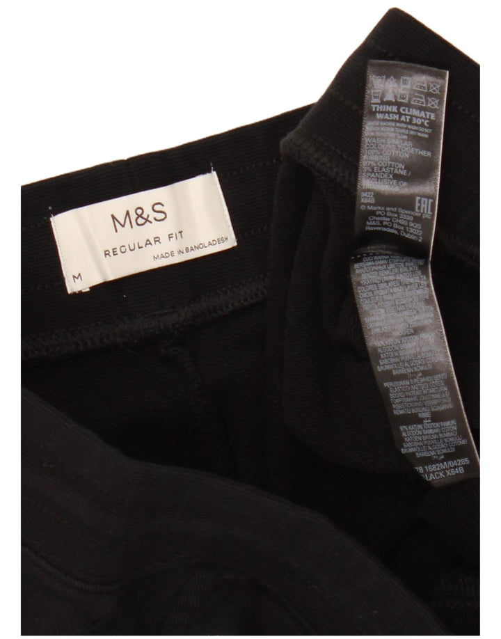 MARKS & SPENCER Pantalones cortos deportivos de ajuste regular para hombre Algodón negro mediano