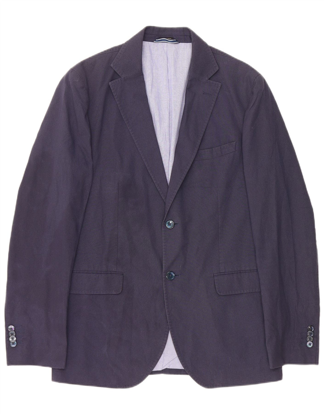 Massimo Dutti Chaqueta Blazer de 2 Botones para Hombre EU 52 Grande Pata de Gallo Azul Marino