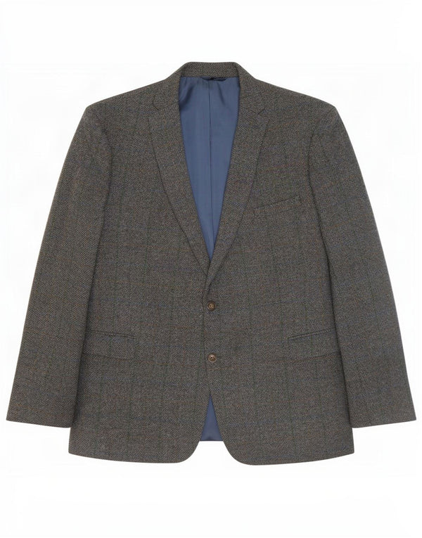 Harris Tweed Chaqueta tipo blazer de 2 botones para hombre IT 52 XL Lana a cuadros gris