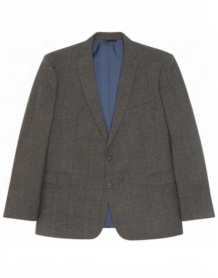 Harris Tweed Chaqueta tipo blazer de 2 botones para hombre IT 52 XL Lana a cuadros gris