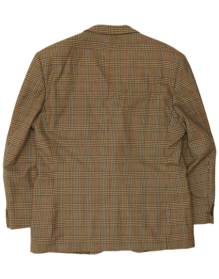 Vintage hombres 2 botones Blazer chaqueta Reino Unido 40 grande beige Houndstooth