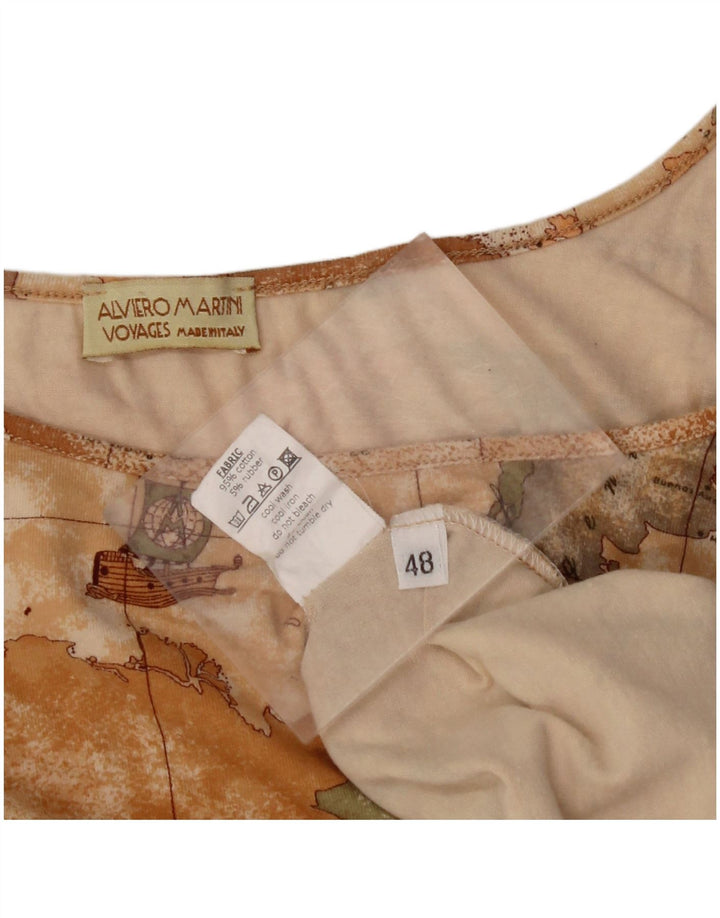 ALVIERO MARTINI Top corto sin mangas Voyages para mujer IT 48 XL Beige Geométrico