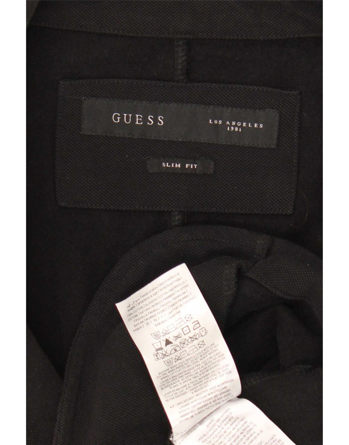 Guess Chaqueta Blazer Slim Fit con 2 Botones para Hombre UK 32 2XS Algodón Negro