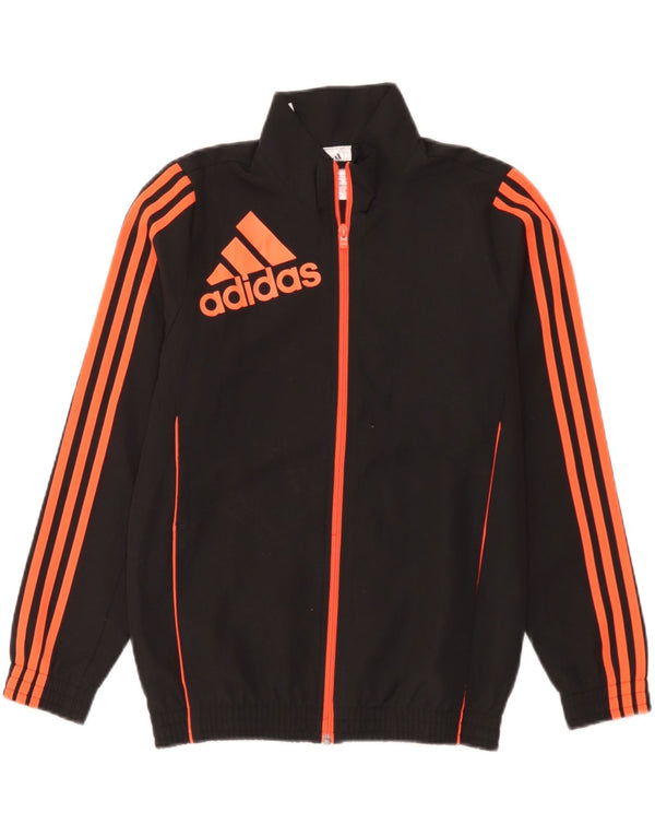 Adidas Boys Graphic Chándal Top Chaqueta 11-12 Años Negro Poliéster