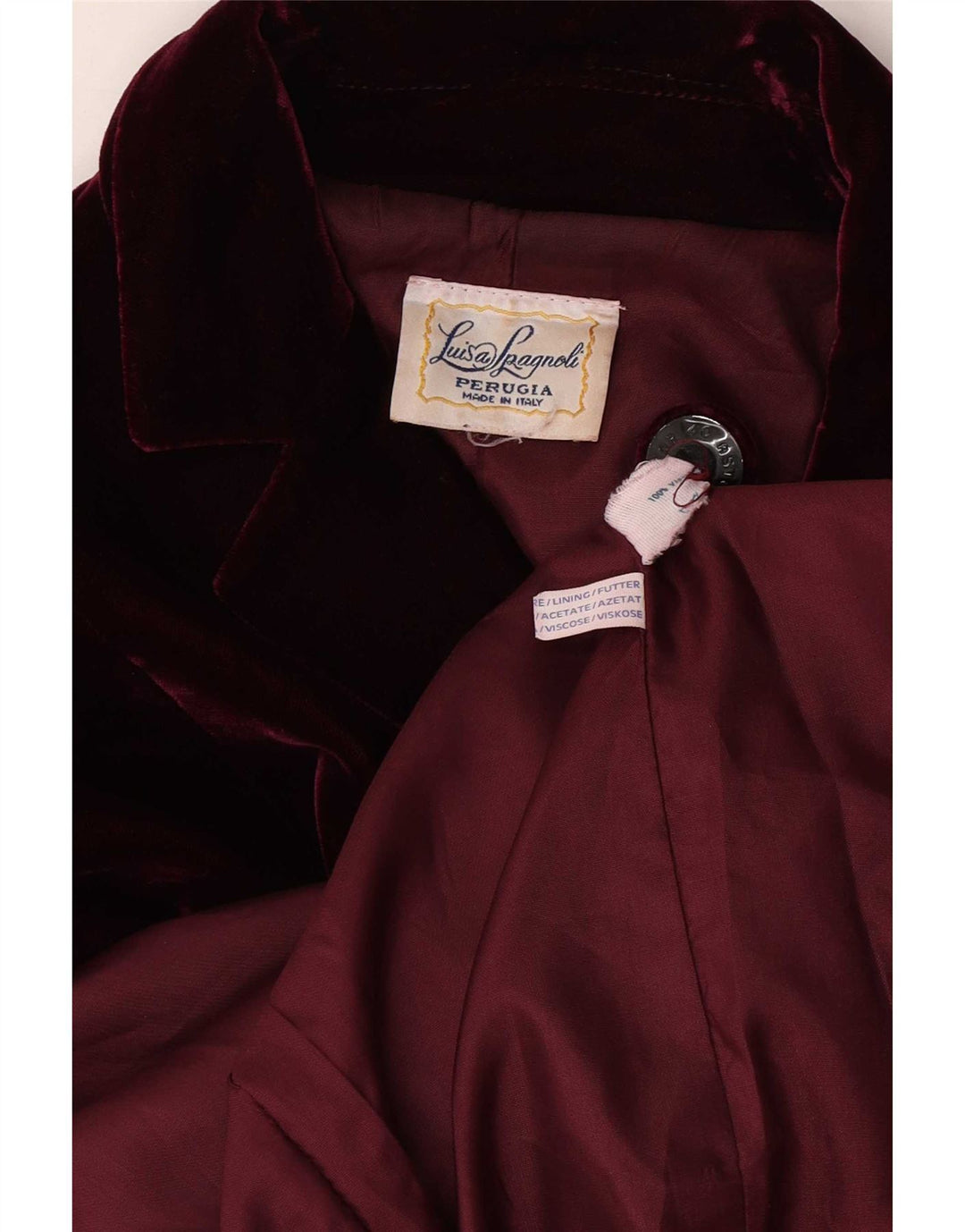 Luisa Spagnoli Chaqueta Blazer de Terciopelo con 4 Botones para Mujer UK 44 Medium Borgoña