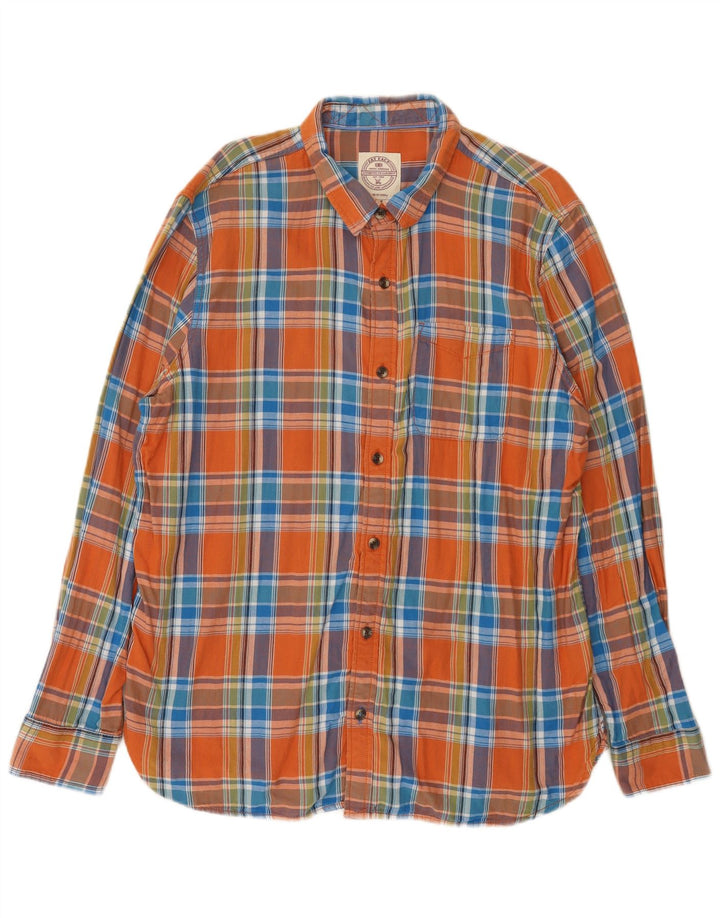Camisa de franela para hombre Fat Face XL Algodón a cuadros naranja