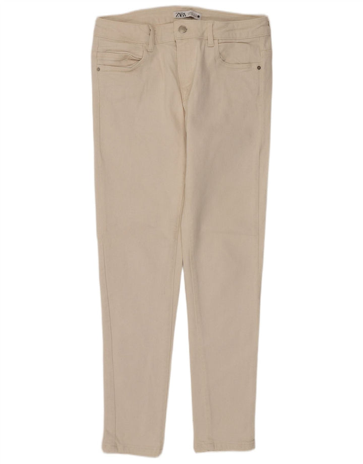 ZARA Vaqueros pitillo para mujer EU 40 Medium W30 L27 Blanco roto