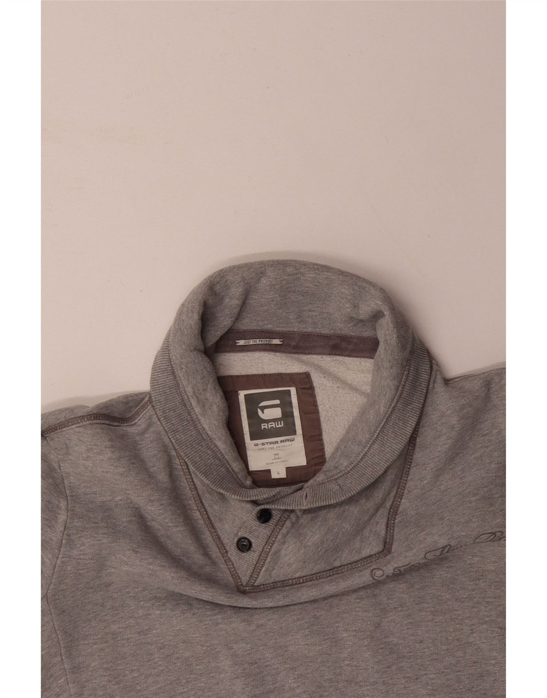 G-STAR Hombre Botón Cuello Sudadera Jumper Grande Gris Algodón