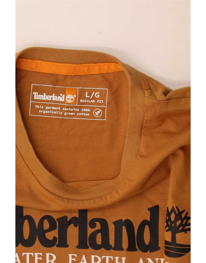 Timberland Hombre Regular Fit Graphic Top Manga Larga Grande Algodón Marrón
