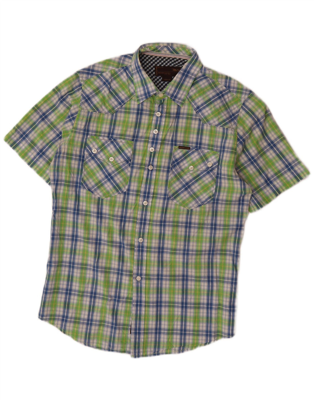Marlboro Classics Camisa De Manga Corta Para Hombre Algodón A Cuadros Verde Medio