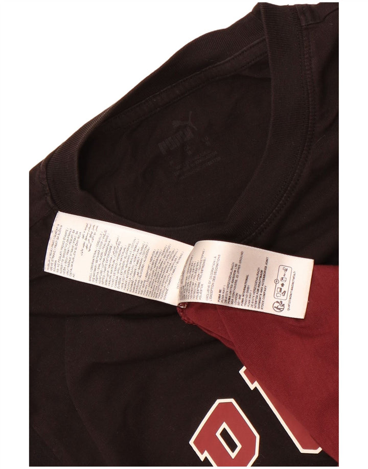 Puma Camiseta gráfica para hombre Top Medium Black Colourblock Cotton