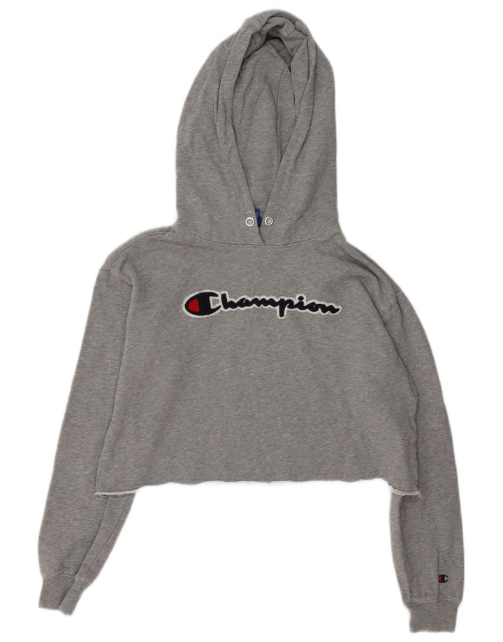 Champion Sudadera con capucha corta de gran tamaño para mujer Reino Unido 10 Pequeño gris moteado