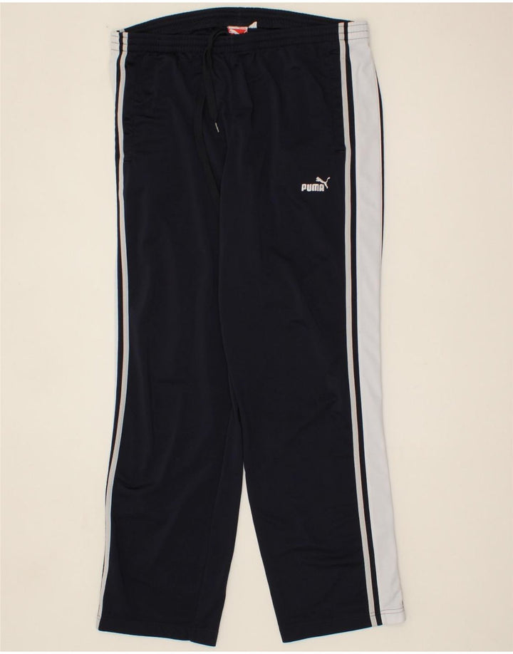 PUMA Mens Tracksuit Trousers Large Navy Blue Colourblock Polyester Vintage Puma and Second-Hand Puma from Messina Hembry 