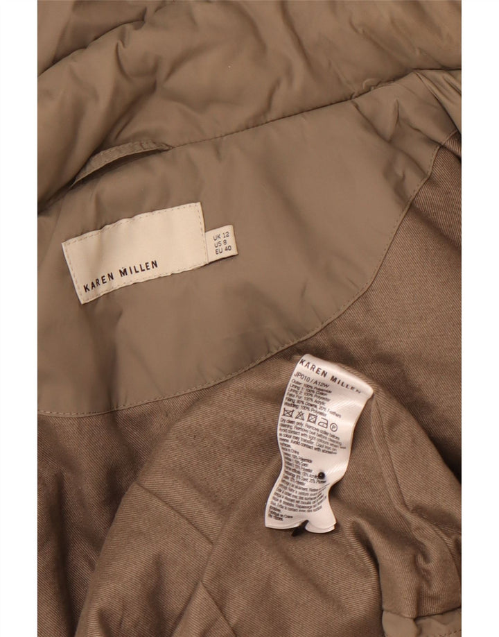 KAREN MILLEN Chaqueta acolchada con capucha para mujer UK 42 Poliamida beige medio