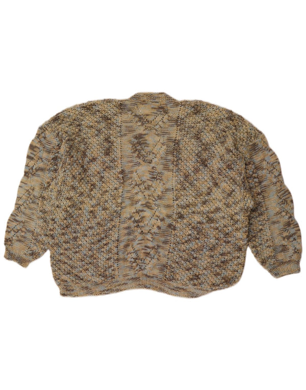Vintage mujer cuello redondo jersey suéter Reino Unido 16 grande verde moteado
