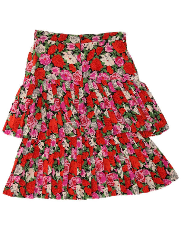 Vintage mujer plisada falda escalonada IT 46 grande W31 multicolor floral
