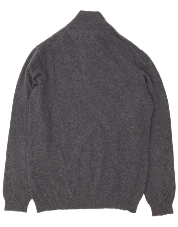 Timberland Jersey con cuello y cremallera para hombre, suéter grande de lana merino gris