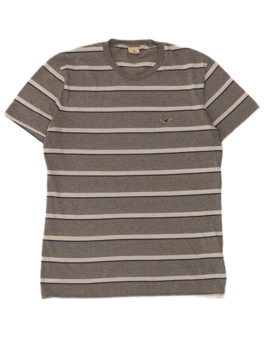 HOLLISTER Camiseta para hombre Top de algodón a rayas gris medio