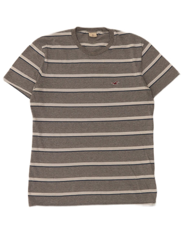 HOLLISTER Camiseta para hombre Top de algodón a rayas gris medio